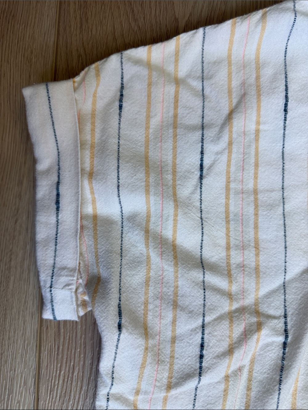 Madewell Park Popover Shirt in Textured Stripe Cotton Short Sleeve Split Neck S - Picture 3 of 13
